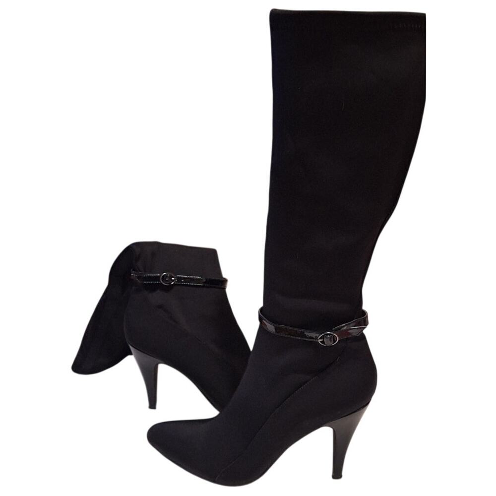 Nine West Brantyn Womens Neoprene Sock Soft Heeled Boots Black Size 7.5 Stretch